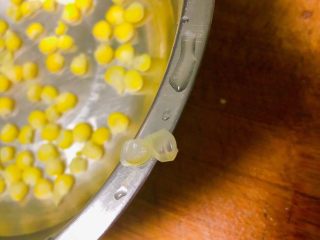 6、西兰花玉米鸡肉糕,去掉玉米外衣