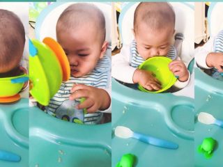 16、辅食-零添加牛肉肉松,最后就是我家宝宝品尝之后的心得啦!嘻嘻????这连碗都不放过的架势足以说明,这味道他喜欢????