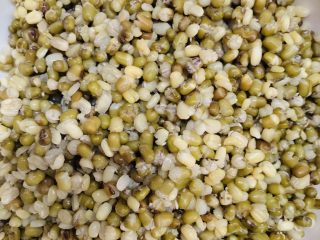 14、自制绿豆沙馅料(不去皮版本),倒入碗里备用。