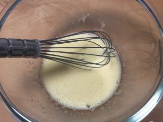 3、马芬纸杯蛋糕,用蛋抽继续搅打均匀。