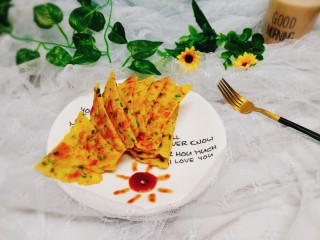 21、百变鸡蛋+火腿肠虾皮鸡蛋饼,成品图