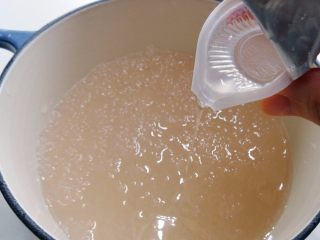 8、【夏季甜品】香港好味–楊枝甘露,7.加入果糖拌勻,不嗜甜的朋友可先加入45-50G(大約5顆), 經過試吃小組試吃的結論是加7顆甜度最適中。