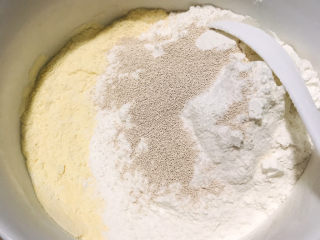 3、小米发糕,加入酵母粉