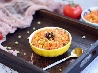 13、宝宝餐 番茄丝瓜补钙粥,成品图。