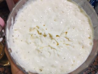 1、蜂蜜小面包,波兰种所有材料混合搅拌均匀,密封冷藏13个小时以上。