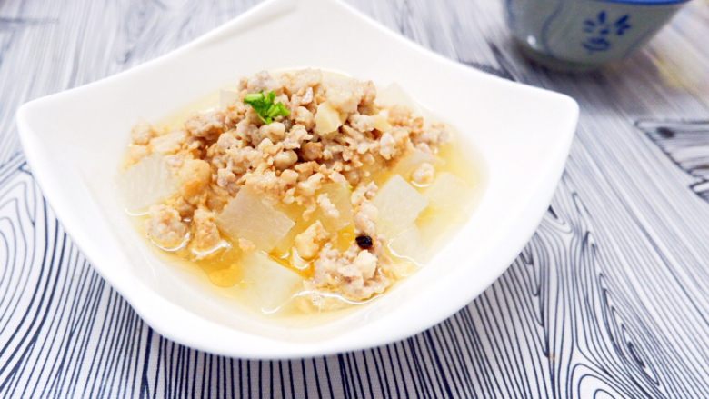 宝宝辅食之肉末蒸冬瓜冰糖水蜜桃