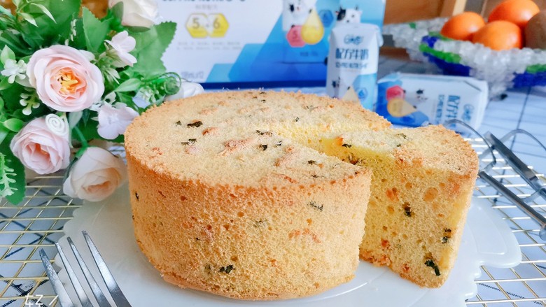 香葱肉松戚风蛋糕6寸圆模