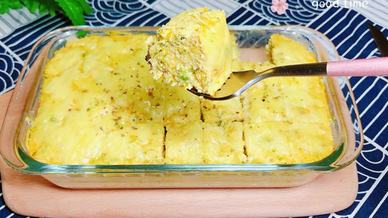 西兰花玉米鸡肉糕芝士焗烤版