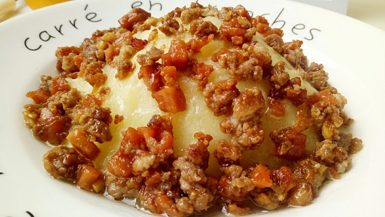 圆土豆肉末火腿丁土豆泥
