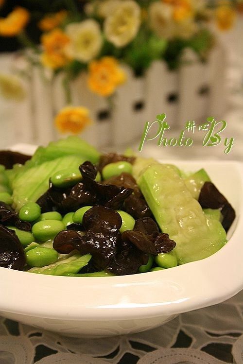 毛豆炒丝瓜木耳