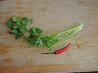 5、拍黄瓜,香菜辣椒洗净