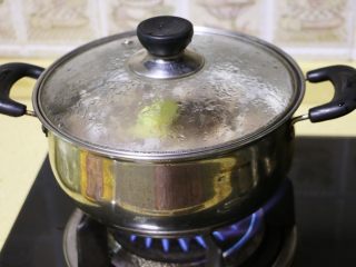 4、胡萝卜土豆炖牛肉,盖好锅盖，上火烧开