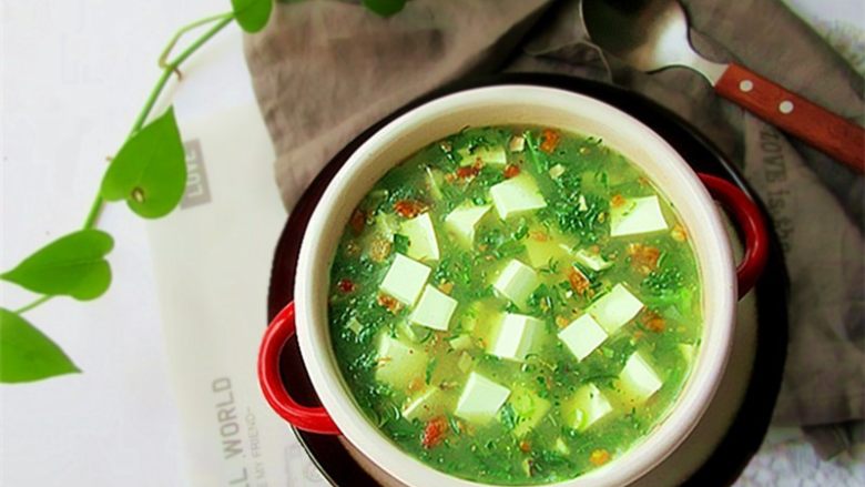 荠菜肉末豆腐羹