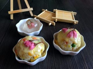 3、#农品堂亚麻籽油试吃#芝士樱花饭团,好吃