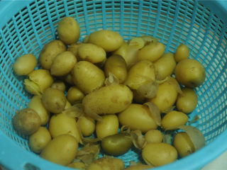 3、香煎小土豆,熟透的土豆捞出来，稍微放凉