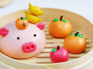 18、吉祥如意小猪馒头,成品图。
