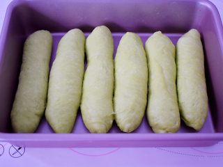 10、菠菜排包,收口朝下放入烤盘中