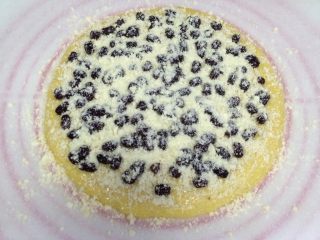 12、红豆葡萄干松饼,最后撒上先前预留的酥粒，松弛30分钟。