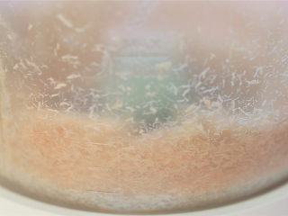 7、健脾开胃猪肉粥,放入辅食机搅打成肉沫。