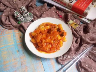 12、泡菜培根炒年糕,完成。