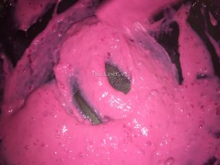 12、火龙果椰蓉奶冻,翻炒至成厚厚的火龙果糊就可以了