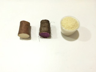 1、双色山药养生羹,准备好食材