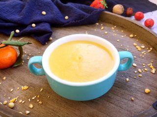 16、营养早餐 肉末雪菜玉米面粥,将玉米面粥盛入小碗里。