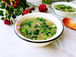 6、黑小米青菜粥,成品。