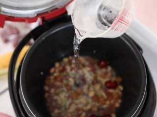 5、滋润益气养血的杂粮粥-带带,加入1000ml水，盖上盖子