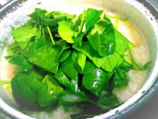 5、猪肝瘦肉粥,最后下菠菜