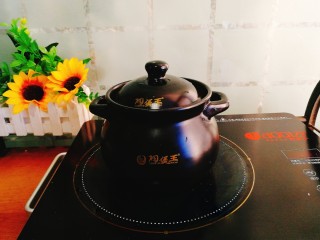 17、辅食计划+乳鸽红菇汤,放在电陶炉上，调大火煮开