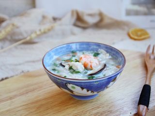 13、鸡蓉虾仁香菇粥,成品图。
