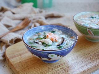 19、鸡蓉虾仁香菇粥,成品图。