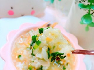 11、8+，补钙鲜虾蔬菜粥,大功告成啦