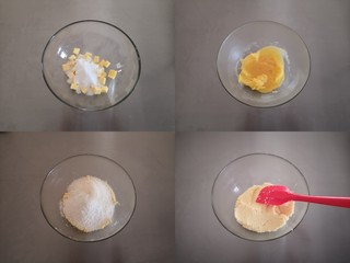 6、椰蓉吐司,发酵时间我们做椰蓉馅，黄油软化后加入细砂糖搅拌均匀，将蛋液分两次加入搅拌均匀，加入奶粉和椰蓉，搅拌均匀即可。