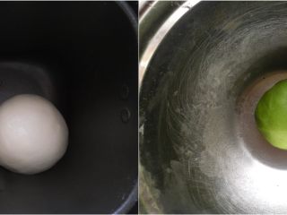 3、抹茶酥,将两个揉好的面团 盖上保鲜膜 松弛三十分钟