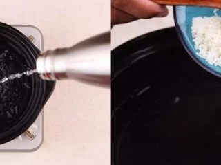 4、早上喜欢热乎乎的粥么……,砂锅倒入适量水，倒入粳米