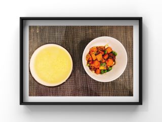 7、猪肝小米青菜粥,摆盘！