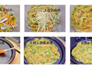 3、小米食谱集合,小米蔬菜饼的做法。可以用电饼档做，也可以用平底锅做。蔬菜可以根据自己的喜欢放，大人吃可以放点盐。