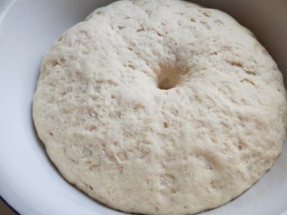 10、新文美食  羊肉胡萝卜包子,屋子的温度23度，不是很热，我就放入温水锅中马上就会发起了，发好的面团蜂窝状态。