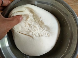 3、彩虹花卷,醒发至面团体积变成原来的2倍大,拨开后,面团里面呈蜂窝状即可。