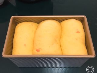 23、胡萝卜吐司面包,发酵至九分满。