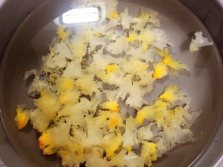 8、银耳小米粥,加入水，煮开锅，小火儿熬煮。