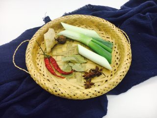 3、#咸食#  田七大枣煲猪骨汤,辅助食材：葱，姜，香叶，草果。（干辣椒和八角不在其中）