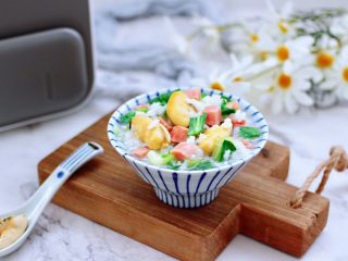 18、青口火腿青菜粥,成品一