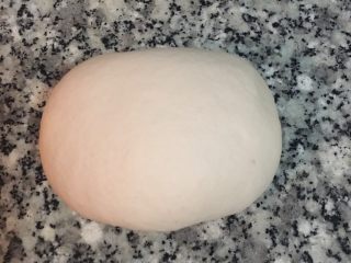 3、雙色抹茶饅頭,此為揉了幾分鐘後，麵糰表面光亮細緻。