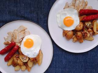 14、经典美式早餐,两份颜值爆表的套餐就做好啦～