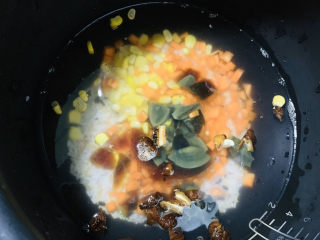 14、健脾养胃粥,将所有配料搅拌均匀，加两倍水，盖上锅盖，设置预约时间