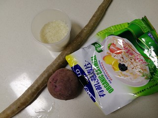 1、紫薯山药粥,主要食材，大米，紫薯，山药，燕麦。