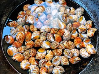 2、涝汁花螺,锅中添加适量清水放入洗净的花螺大火煮起来